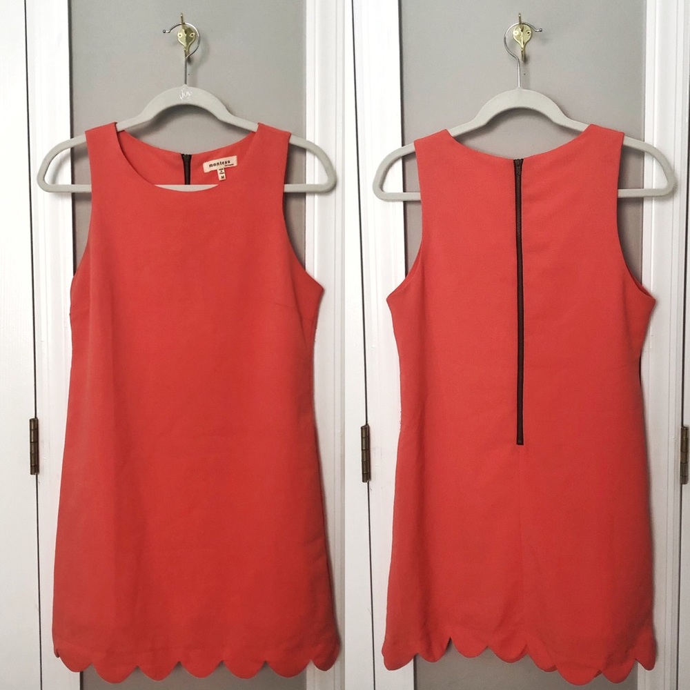 Size Medium Coral Dress Scallop Trim